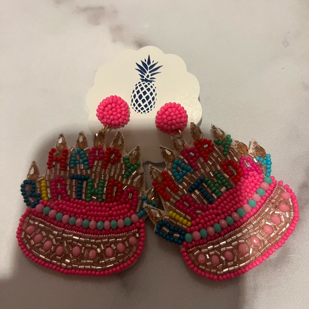 Super cute happy birthday earrings